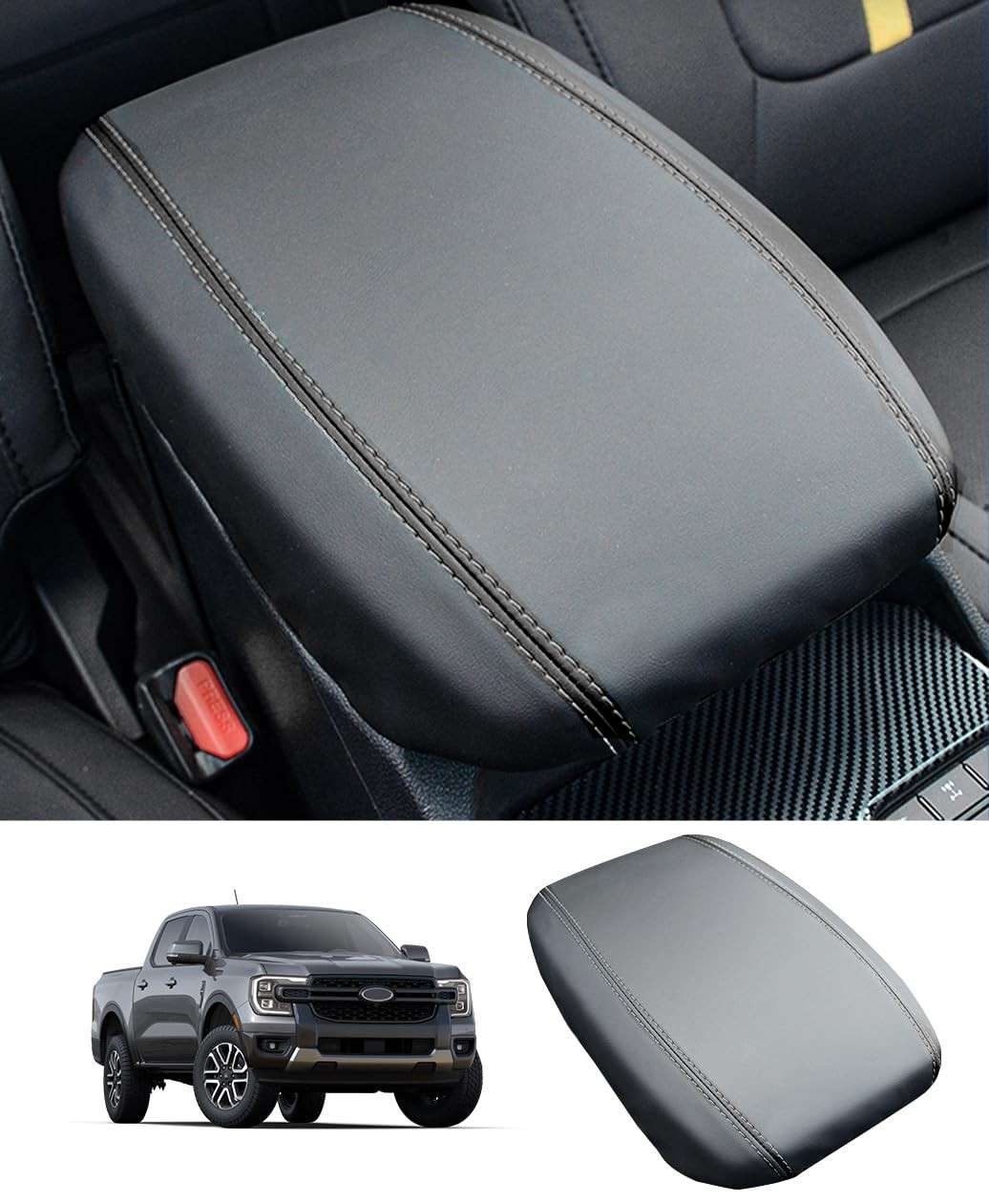 Capa Console Central Couro Ford Ranger 2024 2025 - Proteção Premium Anti-Arranhão