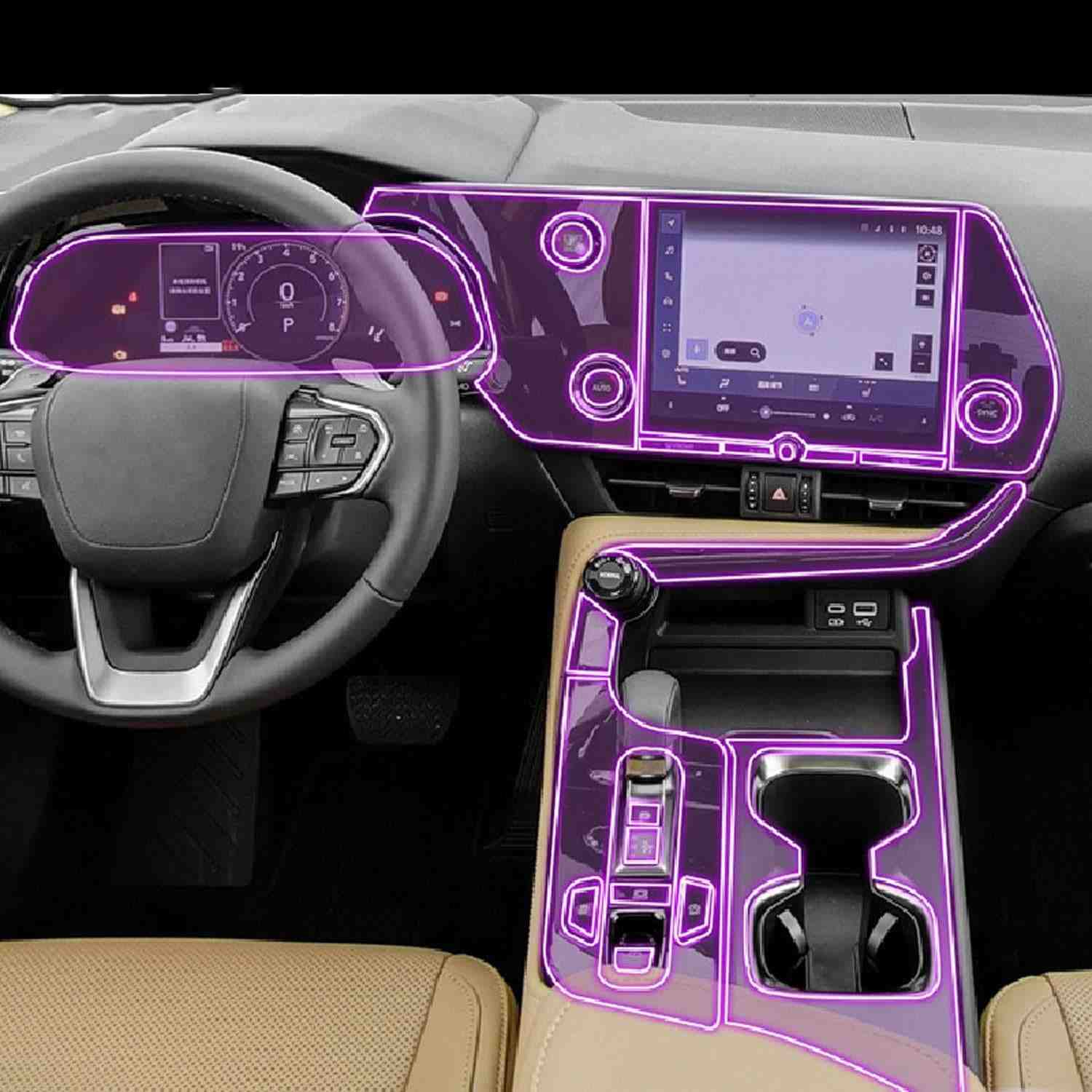 Proteção Premium para Interior Lexus NX 2022-2023: Filme TPU Anti-Risco para Console e GPS