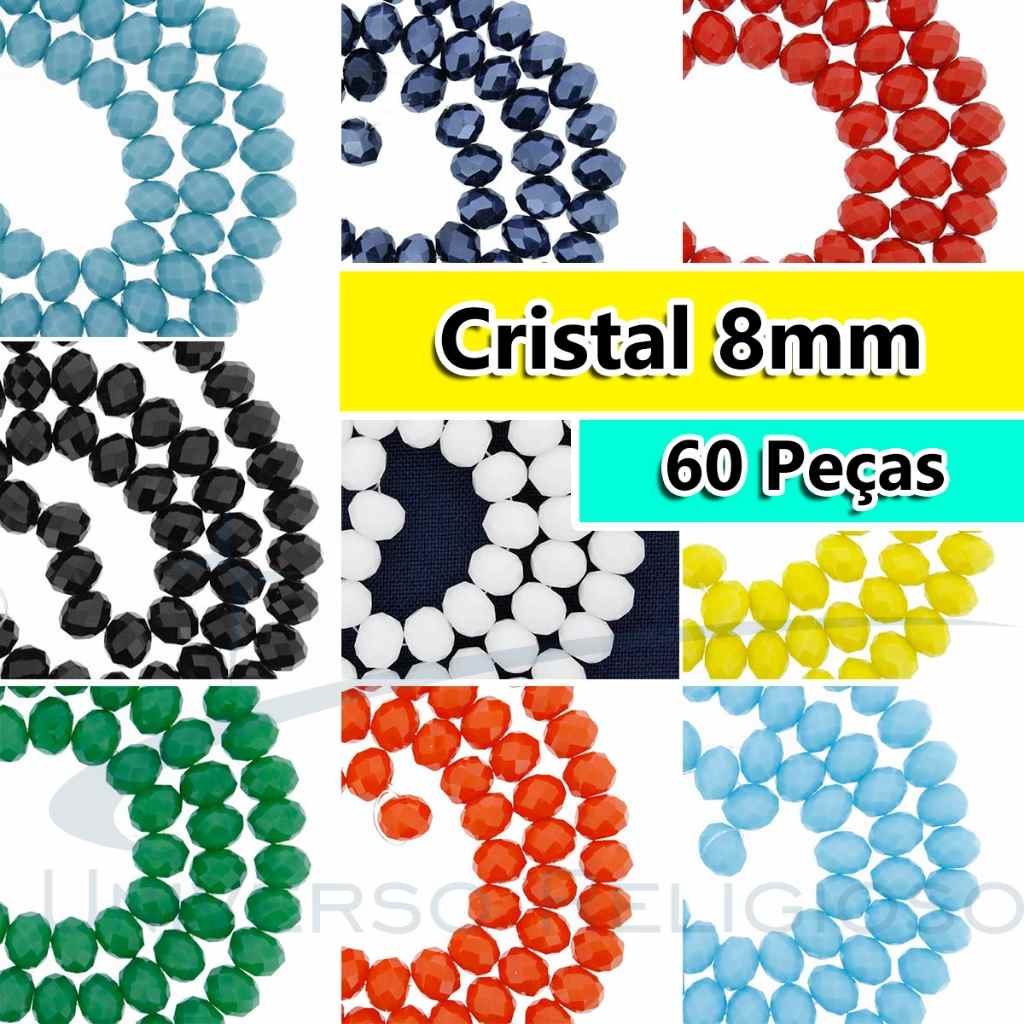 Contas de Cristal 8mm Leitoso para Pulseiras de Umbanda e Candomblé – 60 Peças