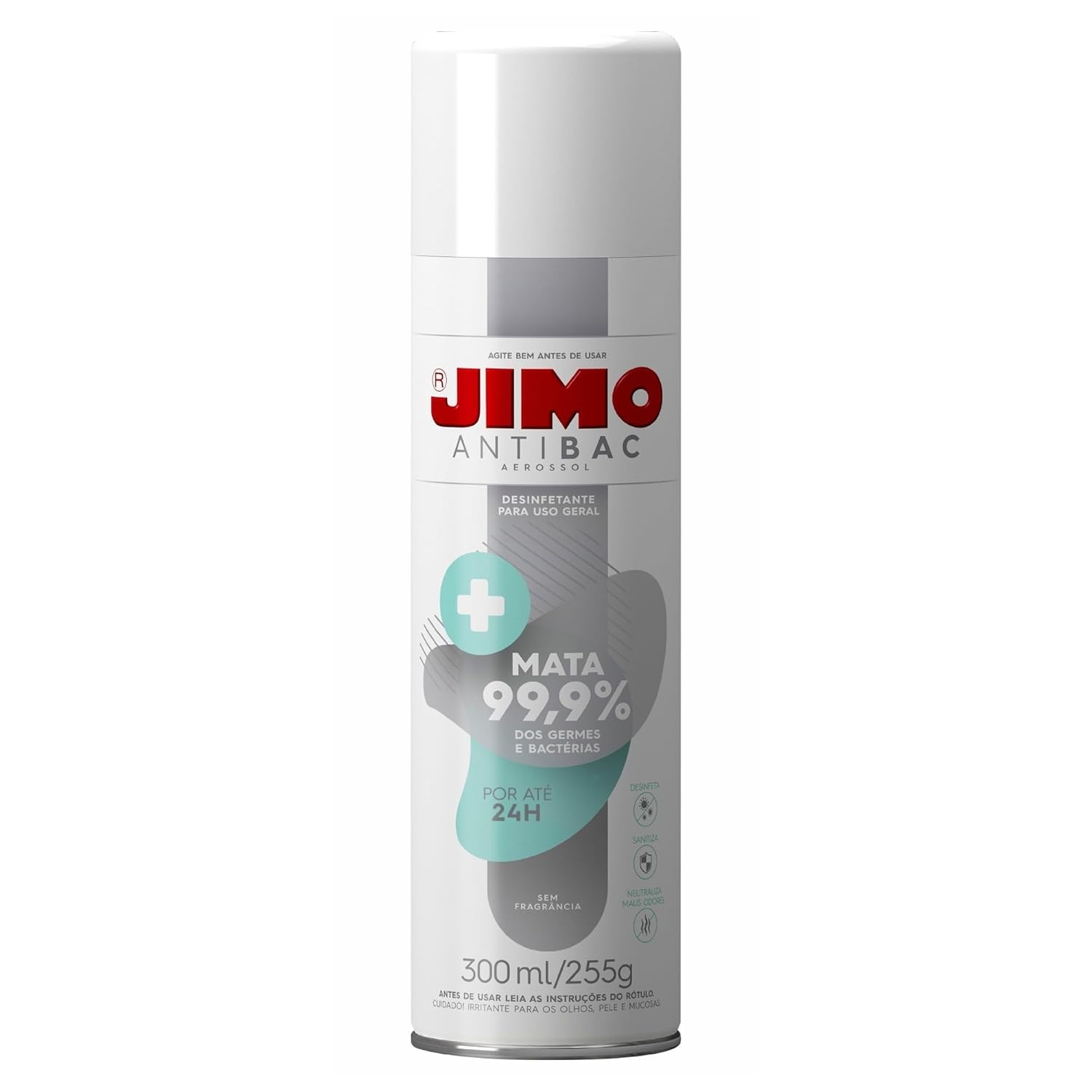 JIMO Antibac Desinfetante 300ml - 99,9% de Eficácia Contra Bactérias, Vírus e Fungos | Ação 24h | Sem Fragrância | Ideal para Pets