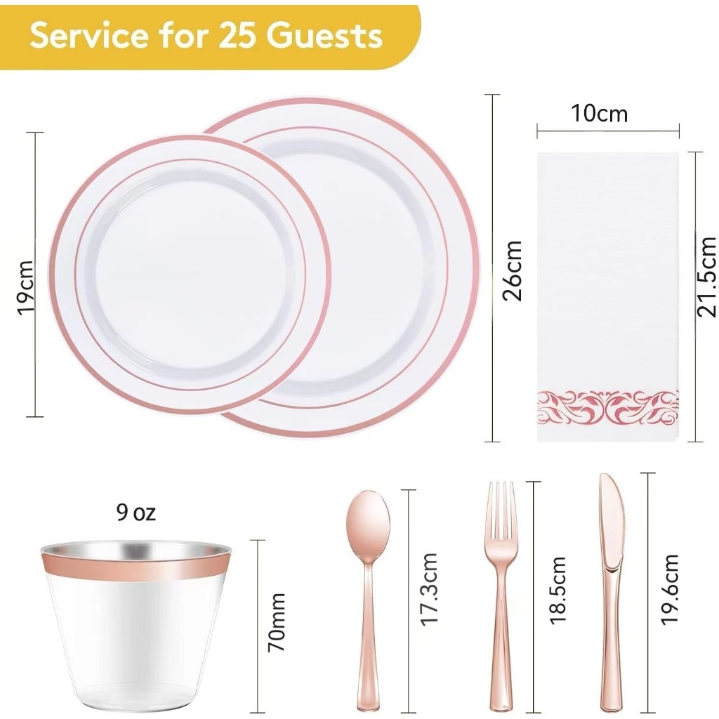 Kit Festa Ouro Rosa: 175 Peças para 25 Convidados