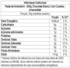 Pasta de Amendoim - 500g Chocolate Branco Com Cookies - AmendoMel