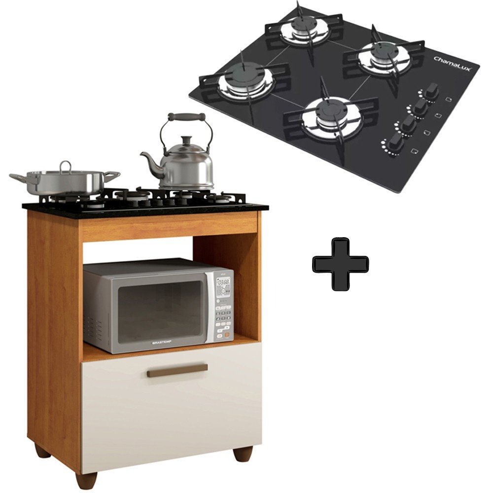 Cooktop 4 Bocas + Balcão Salvia: Cozinha Completa!