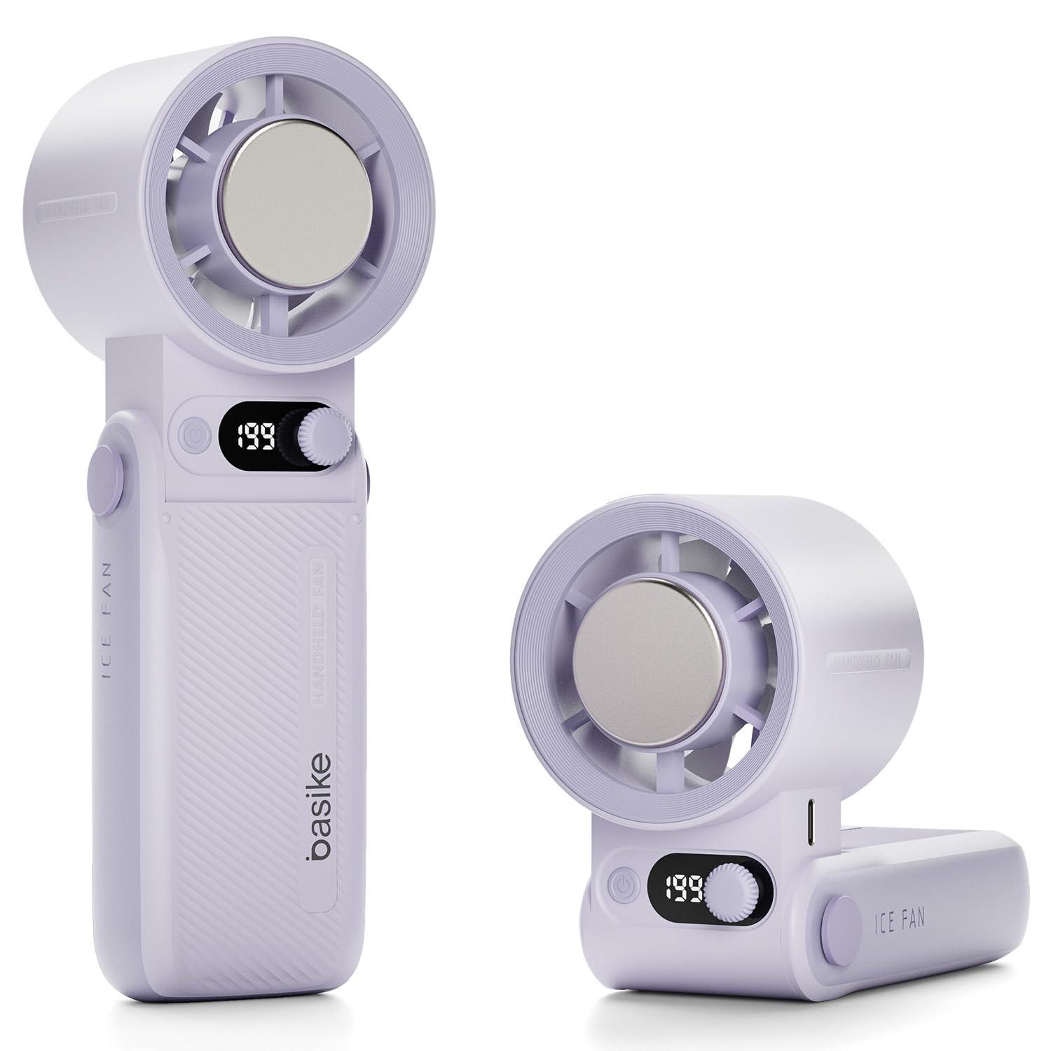 Ventilador Portátil Basike com Tecnologia Ice-Cooling, 199 Velocidades, Bateria 10000mAh, Ideal para Viagens e Ambientes Externos