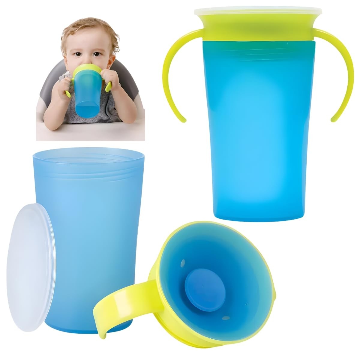 Copo de Transição 360° Anti-Vazamento com Alças - Ideal para Desmame Seguro (260ml)