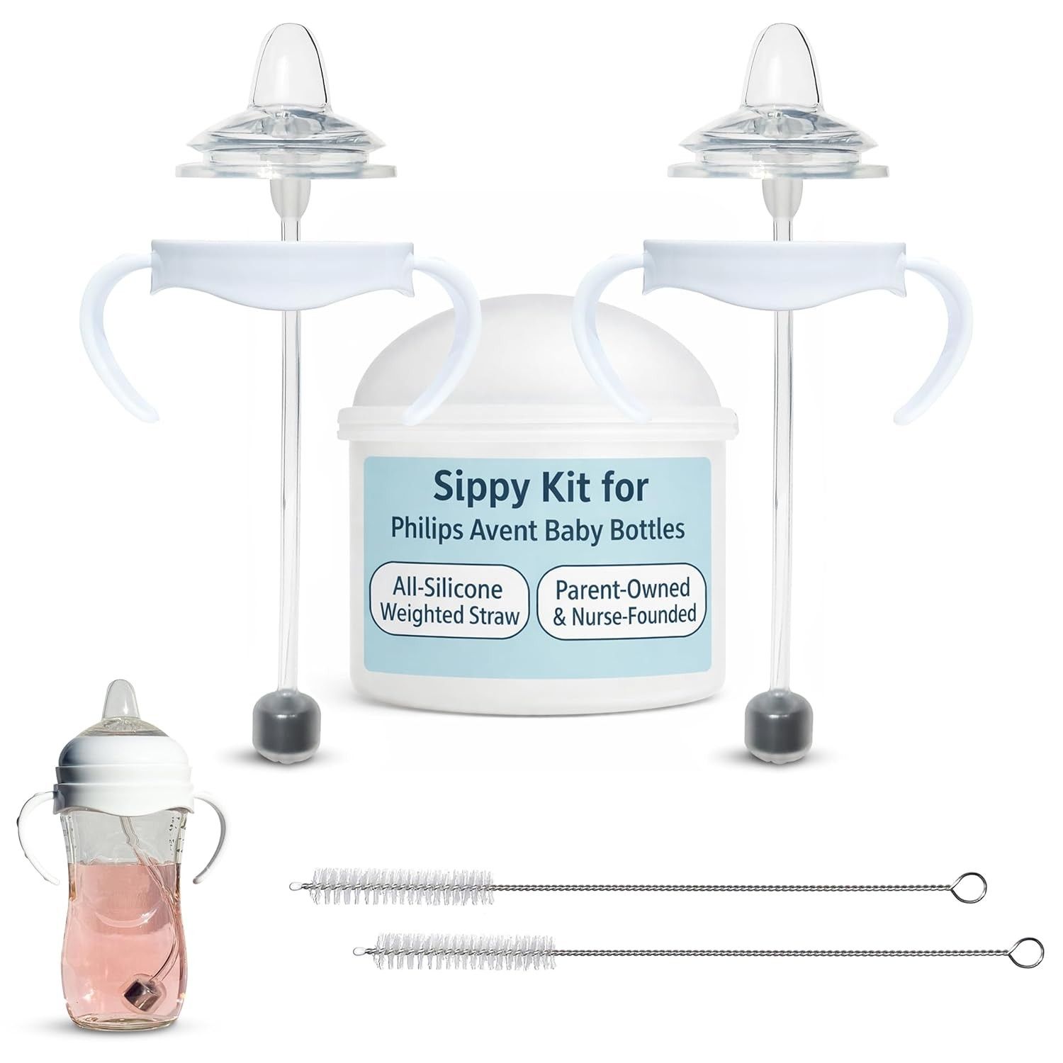 Kit Conversão Mamadeira Philips Avent em Copo com Canudinho - 2 Unidades