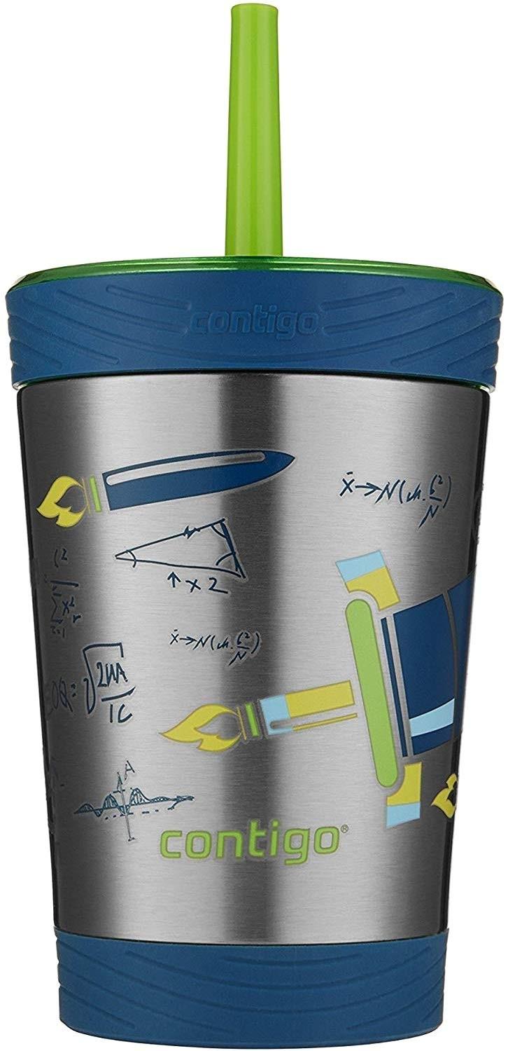 Copo Infantil Contigo Rocket com Canudo - Aço Inox 340g, Isolado e à Prova de Vazamento