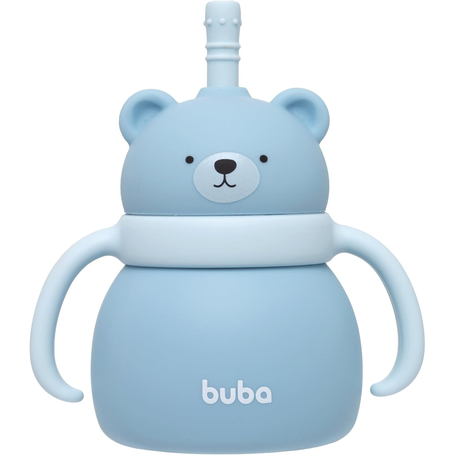 Copo em Silicone com Canudo Ursinho Azul - Seguro, Atóxico e Ideal para Bebês