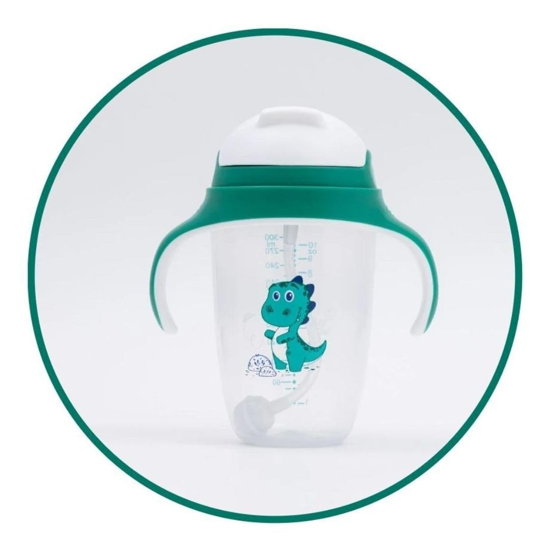 Copo Infantil com Alça Removível e Canudo de Silicone 300ml - Leo Petit Pia