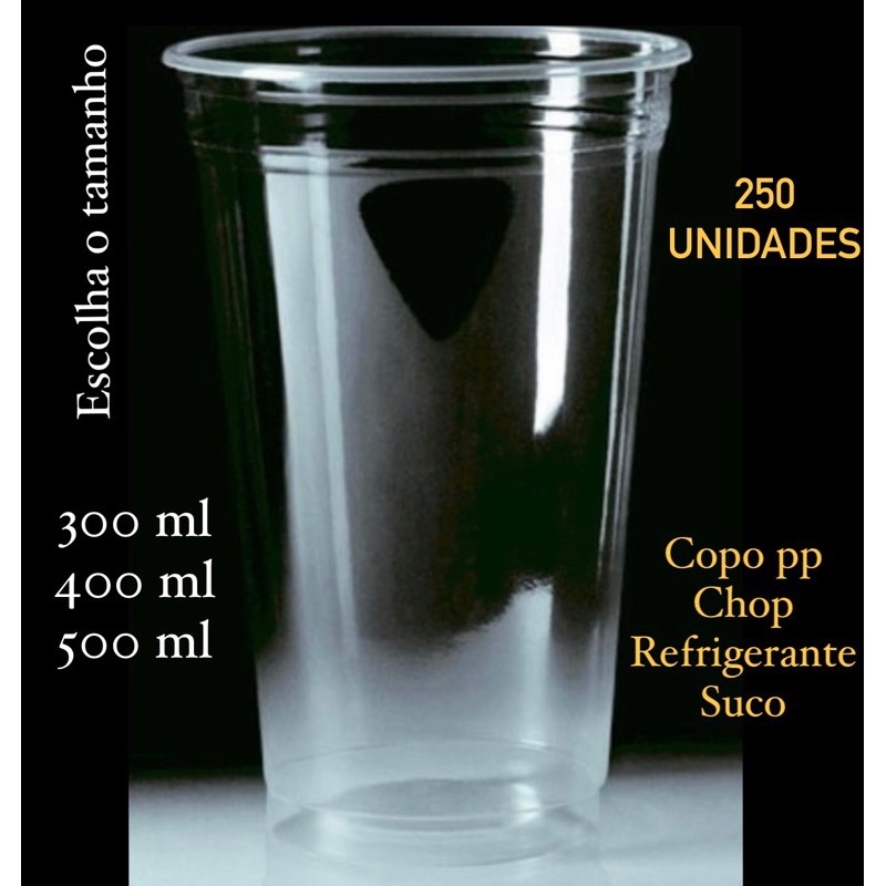 Copo Descartável Chopp: 250 Unidades (300ml, 400ml ou 500ml)