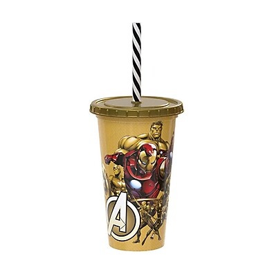 Copo Homem de Ferro 500ml com Canudo - Edição Avengers