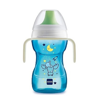 Copo MAM Fun To Drink 270ml Azul – Transição Sem Vazamentos