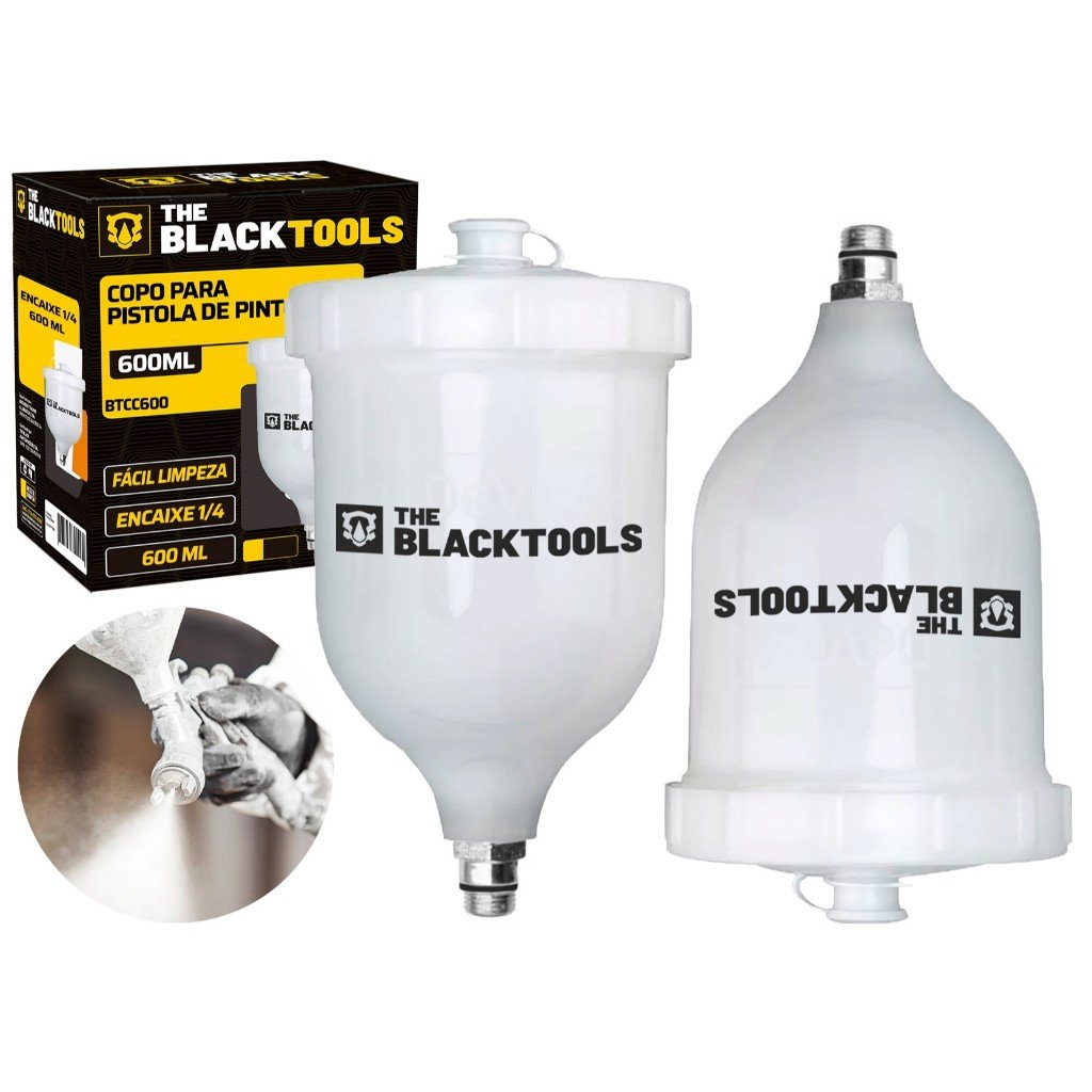 Copo Pistola de Pintura 600ml: Kit 2 The Black Tools