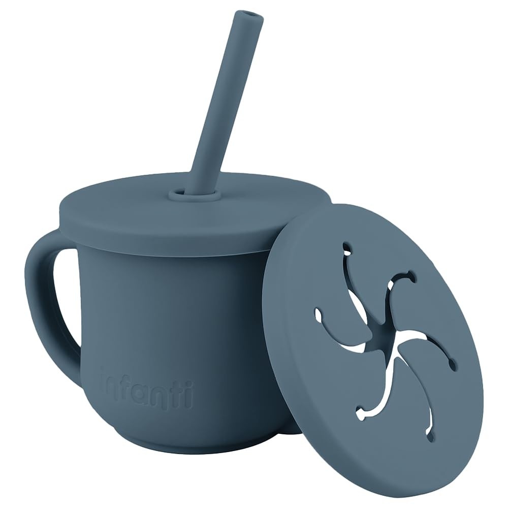 Copo de Silicone com Canudo Infanti Snack Piccolo Azul - Seguro, Prático e Versátil para Crianças