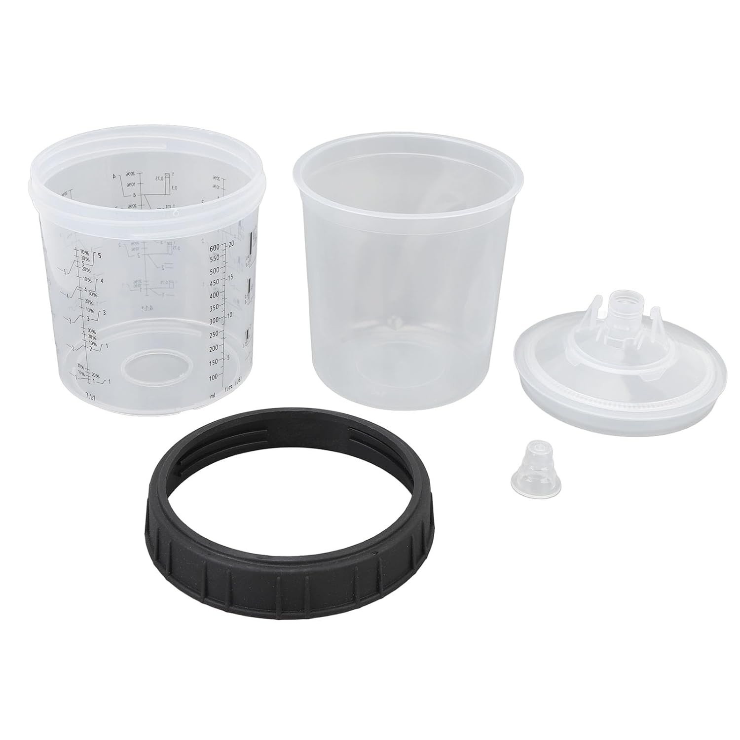 Kit de Copos de Mistura Descartável para Pulverizador de Tinta Automotiva - 122 Peças com Tampas e Anéis de Vedação