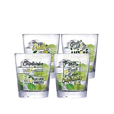 Copos Caipirinha Divertidos Ruvolo: 4 Peças 230ml