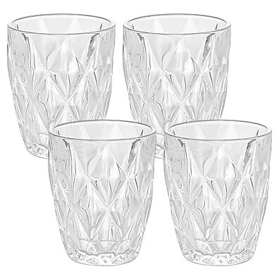 Copos de Vidro Diamond 270ml - 4 Peças Lyor com Design Diamante