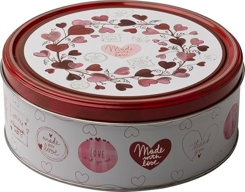 Hearts 150g - Lata com estampa de corações contendo biscoitos amanteigados e com chocolate - Fabricado na Dinamarca pela Jacobsens Bakery