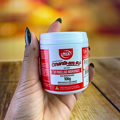 Corante em Pó Vermelho Morango: 100g Mix