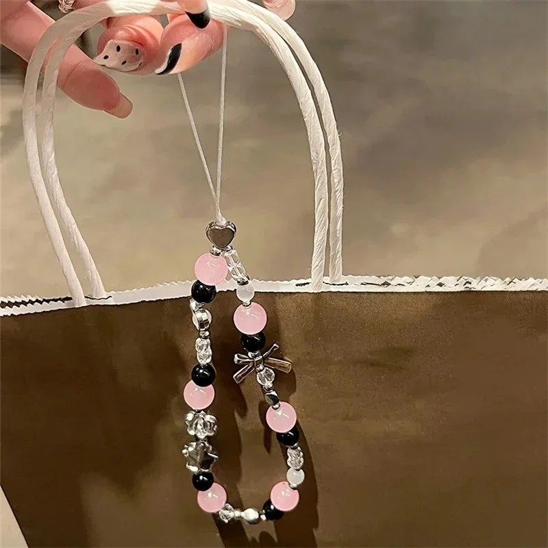 Cordão de Celular Kawaii: Flores, Corações e Estrelas ✨