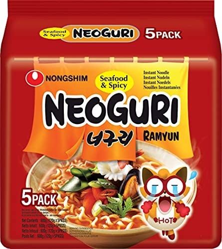 Kit Lamen Coreano Neoguri Hot Apimentado Kpop Miojo - 5 Pacotes