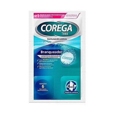 Corega Tabs Branqueador: Limpeza Profunda em 15 Minutos!