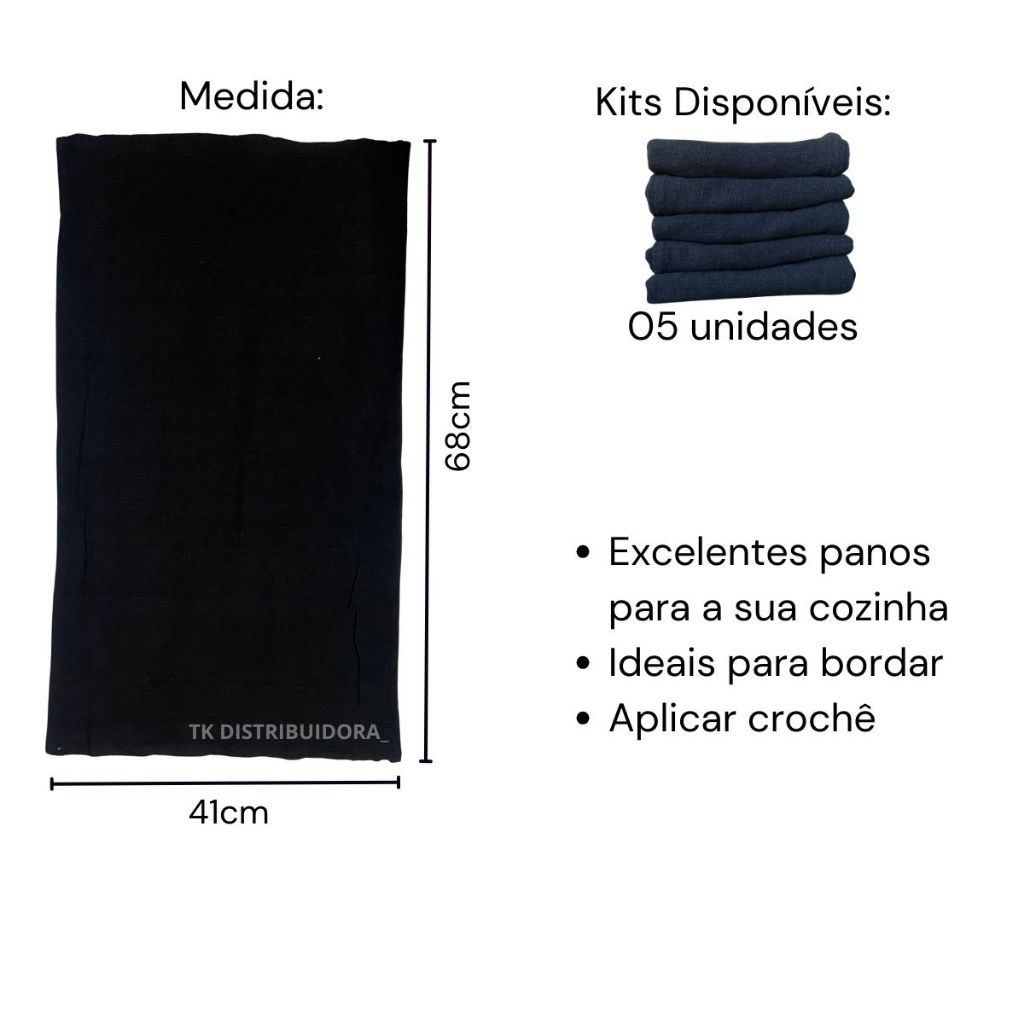 Pano de Prato Algodão Pé de Galinha – Kit com 5 Cores