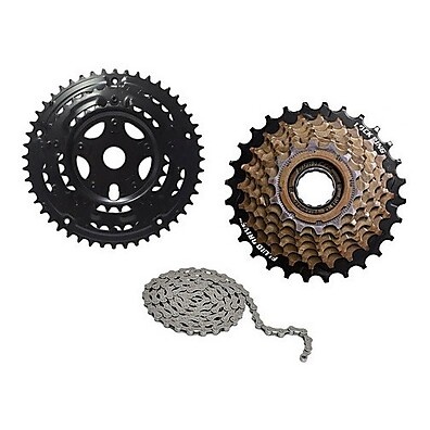 Coroa Engrenagem Tripla + Catraca 7v + Corrente 21: Alta Performance