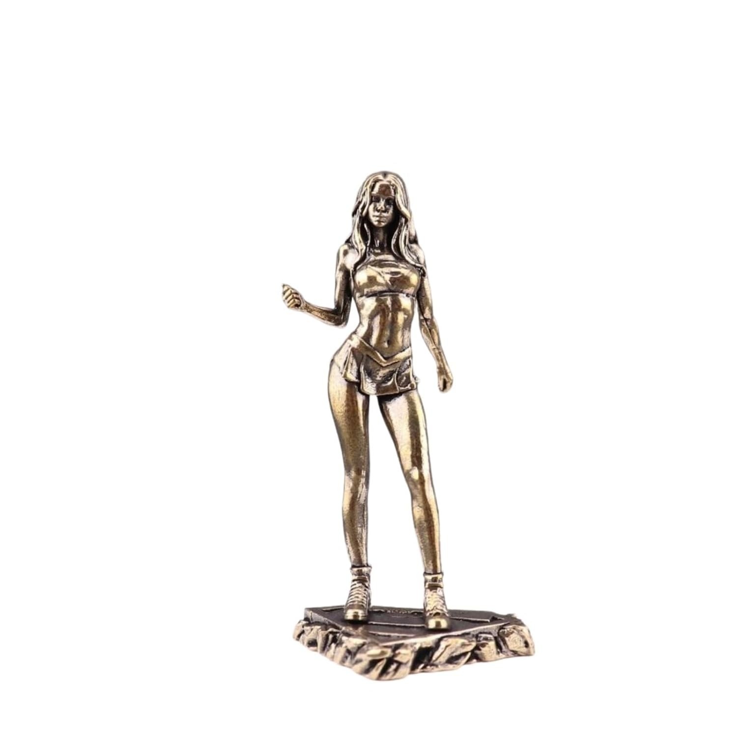 Estátua Feminina em Latão - Arte Corporal e Decoração Elegante