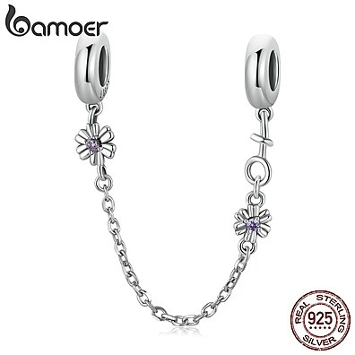 Corrente de Prata 925 Flor Vintage Bamoer
