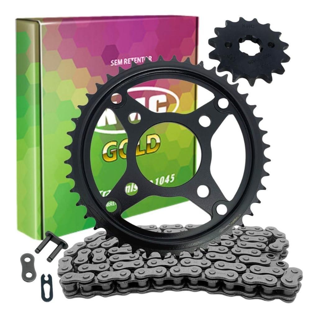 Kit Relação KMC Gold CG Titan 150 2004-2015: Coroa, Pinhão e Corrente Premium