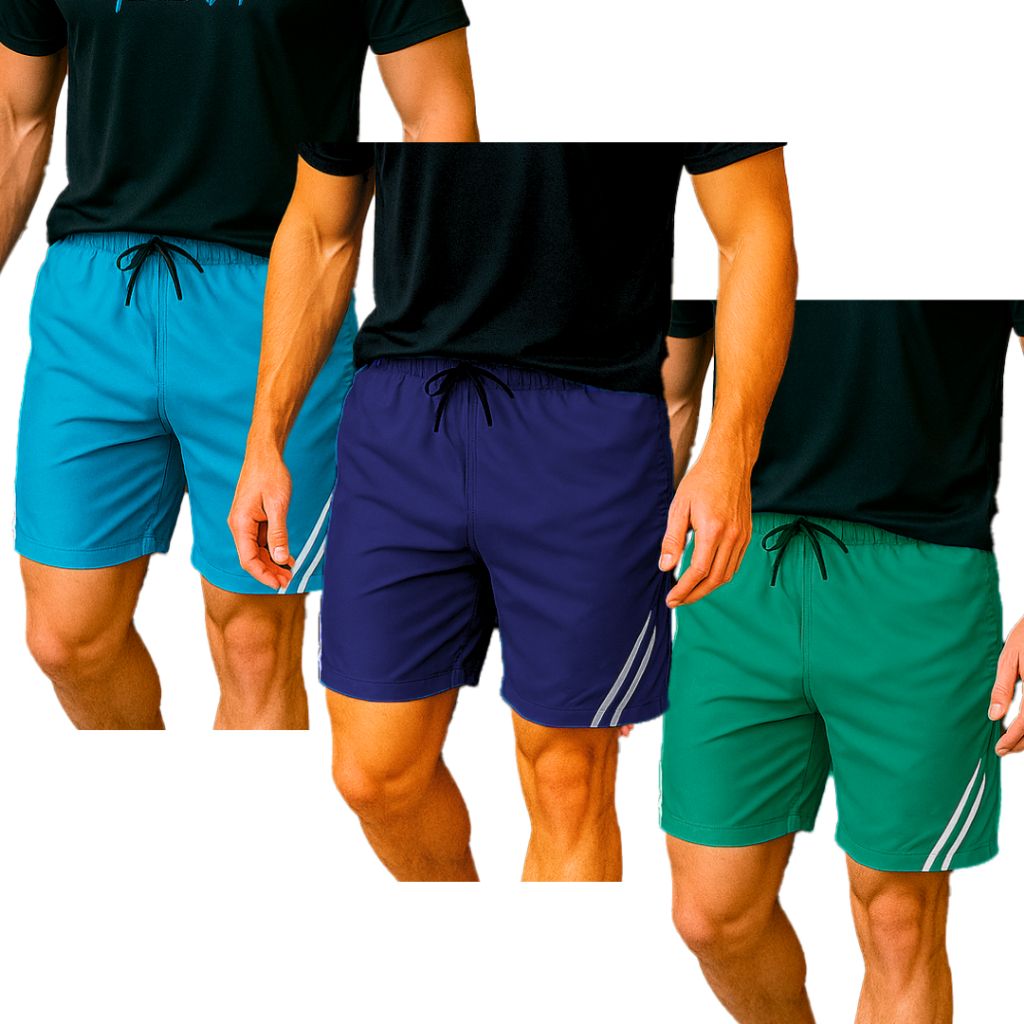 Bermuda Tactel Masculina: Kit 3 Bolsos para Academia e Corrida