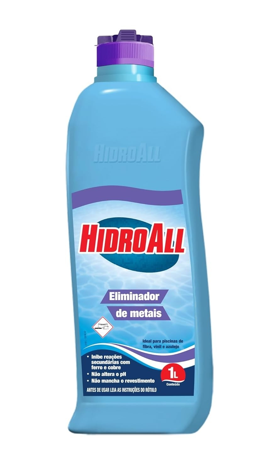 HidroAll Eliminador de Metais 1L - Proteja Sua Piscina Contra Manchas e Corrosão