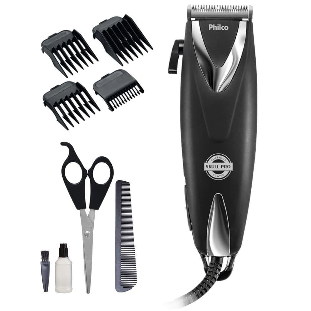 Cortador de Cabelo Philco Skull Pro Chrome: 9 em 1 com 5 Alturas