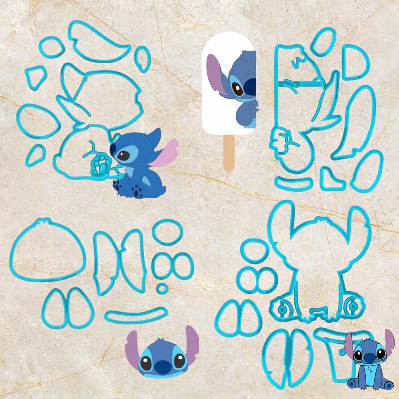 Cortador Modular Lilo Stitch para Pasta Americana – Kit com 4 Modelos
