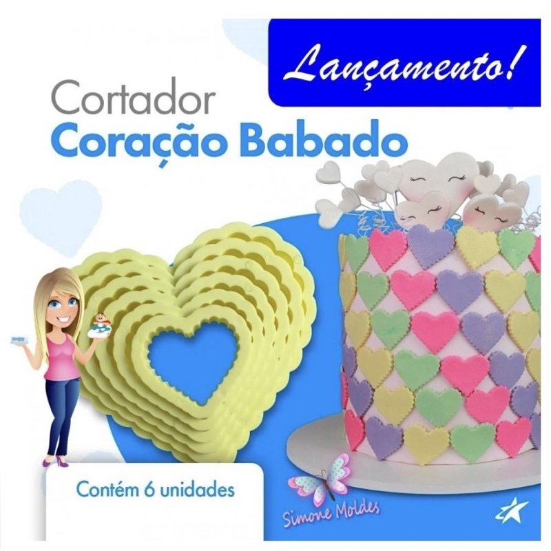 Cortadores de Coração Babado: Kit 6 Peças Blue Star