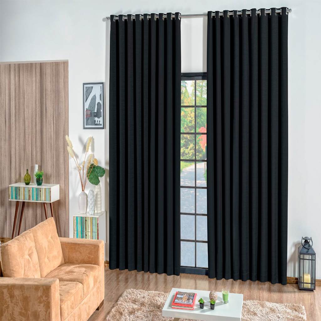 Cortina Rafaella 3x2,50 Preta: Elegância e Qualidade