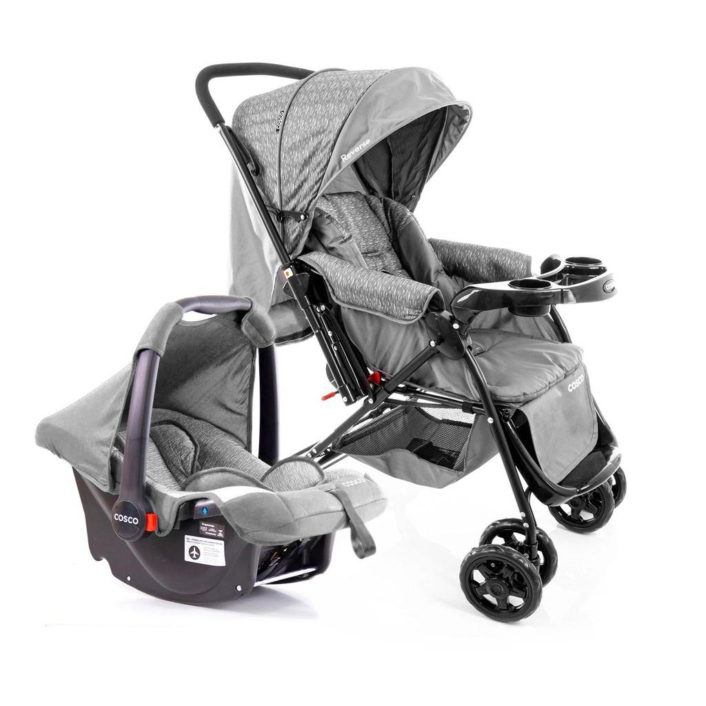 Cosco Reverse Duo: Carrinho + Bebê Conforto