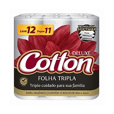 Cotton Deluxe: Papel Higiênico Tripla Camada – 12 Rolos