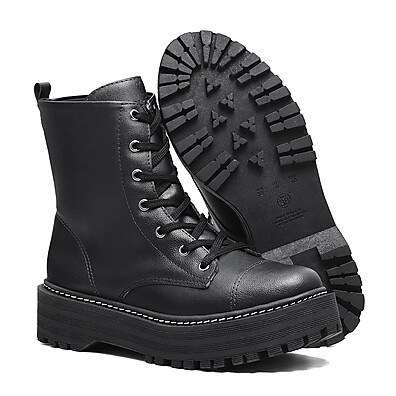 Coturno Feminino Falcucci: Bota Plataforma Tratorada Cano Curto