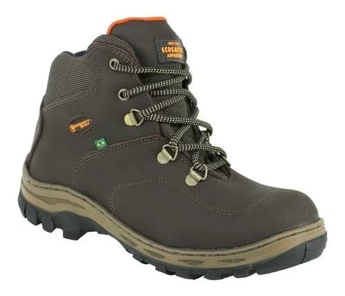 BOTA DE SEGURANÇA ECOSAFETY PS410-AP BICO DE PVC COURO LATEGO BOURNET CAFÉ C.A 17144 Tamanho:36