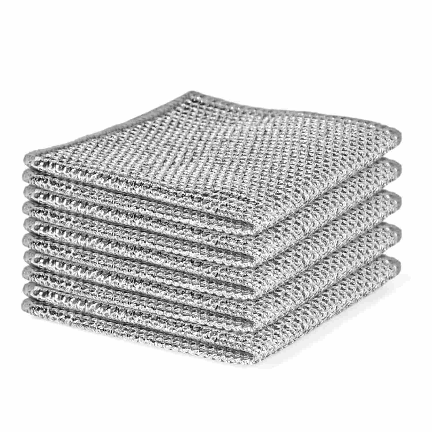 Pano de Prato de Arame Antiarranhões - 5 Peças Reutilizáveis para Limpeza Potente na Cozinha
