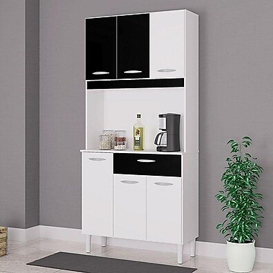 Cozinha Ambiente Cássia 6 Portas Branco Preto – Organize com Estilo