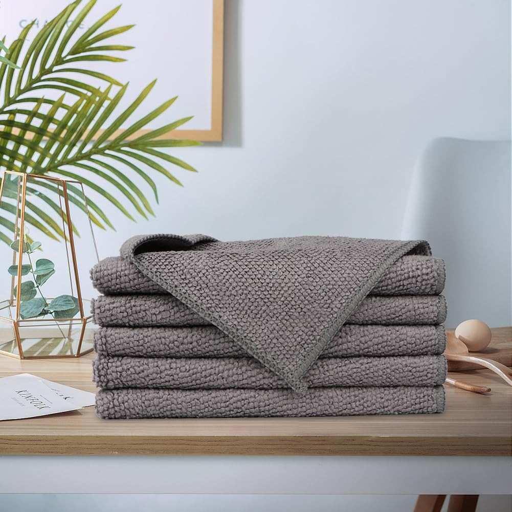 Pacote com 5 Panos de Microfibra 25x25 cm - Reutilizáveis e Ultraabsorventes para Cozinha e Carro
