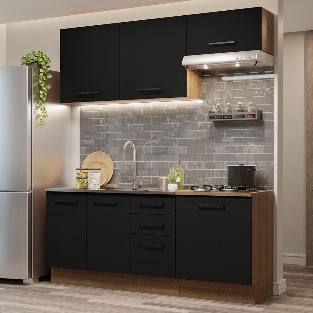 Cozinha Compacta 180cm Agata: Rustic Preto Madesa