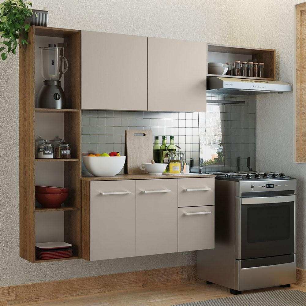 Cozinha Compacta 180cm Madesa: Rustic/Crema