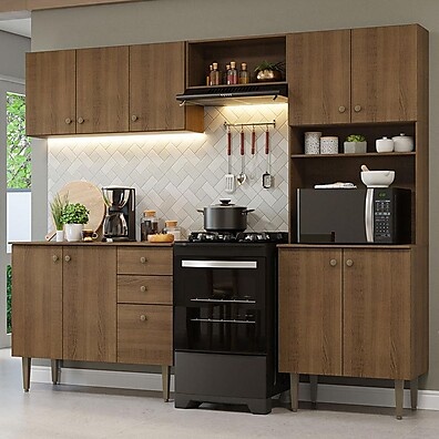 Cozinha Compacta 235cm Madesa: Rustic e Funcional