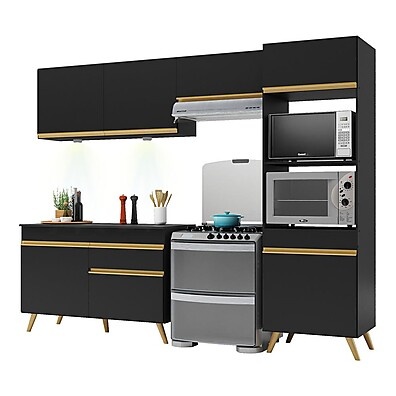 Cozinha Compacta 4 Peças com LED – Design Moderno e Espaço Otimizado