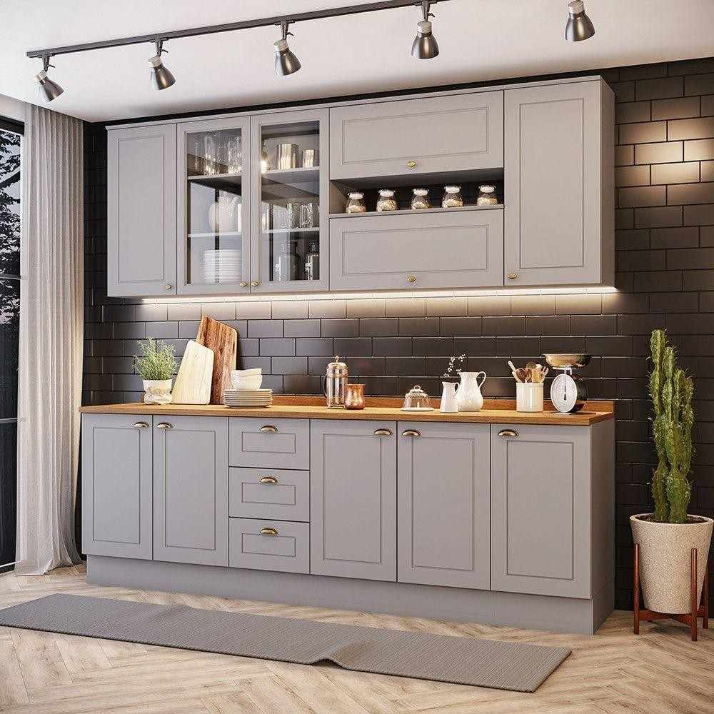 Cozinha Compacta 7 Pçs Cinza Amy Casa 812