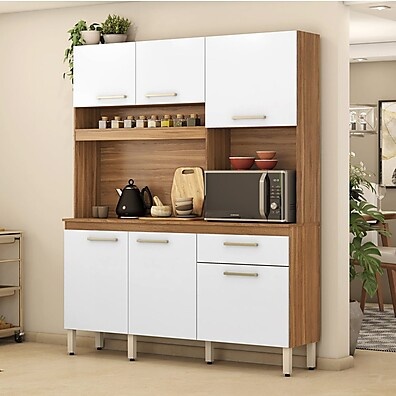 Cozinha Compacta Alamo Amêndola/Branco: Elegância e Espaço